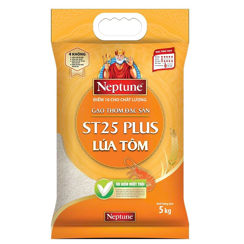  Gạo Neptune ST25 Plus Lúa Tôm Túi 5Kg 