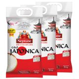  Gạo Nhật Japonica Neptune bộ 3 gói x 5 Kg 