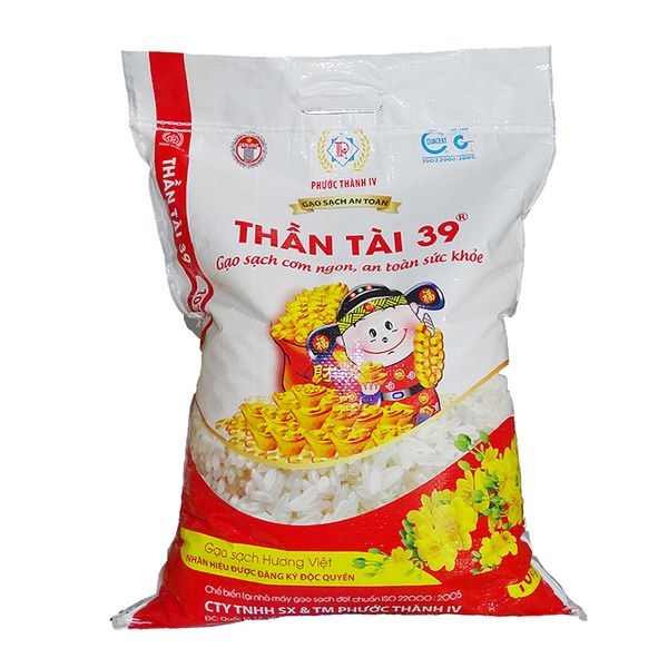  Gạo sạch thượng hạng Thần Tài 39 Phước Thành 4 bao 10 kg 