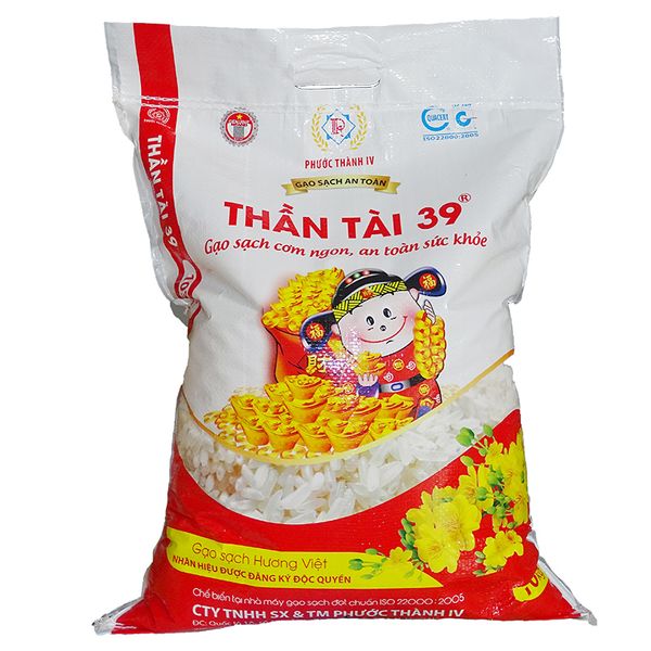  Gạo sạch thượng hạng Thần Tài 39 Phước Thành 4 bao 25 kg 