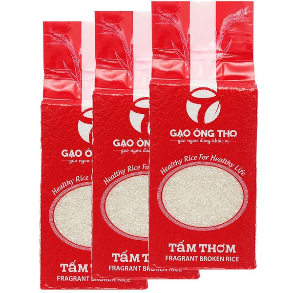  Gạo tấm thơm Ông Thọ bộ 3 túi x 1kg 