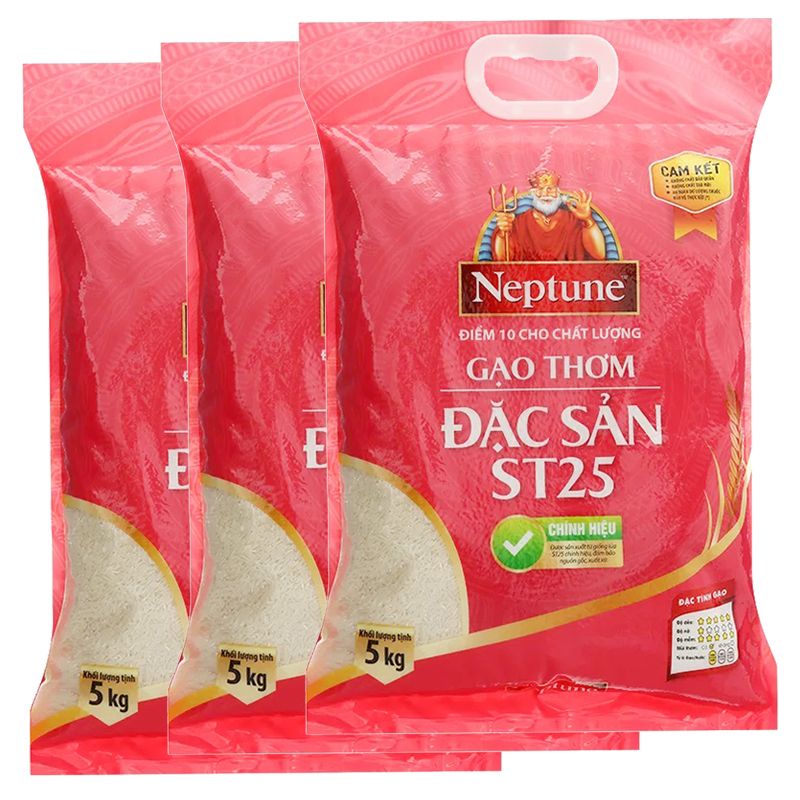  Gạo thơm đặc sản Neptune ST25 thùng 4 túi x 5kg 