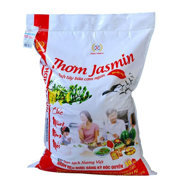  Gạo thơm Jasmin Phước Thành 4 thơm dẻo ngọt cơm bao 10 kg 