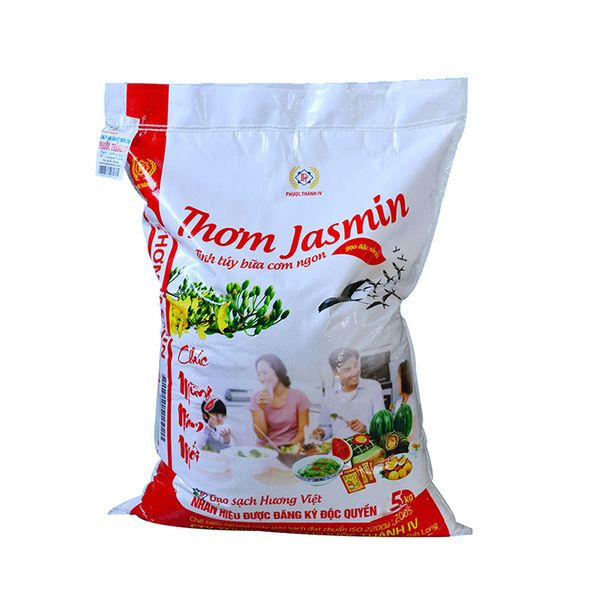  Gạo thơm Jasmin Phước Thành 4 thơm dẻo ngọt cơm bao 5 kg 