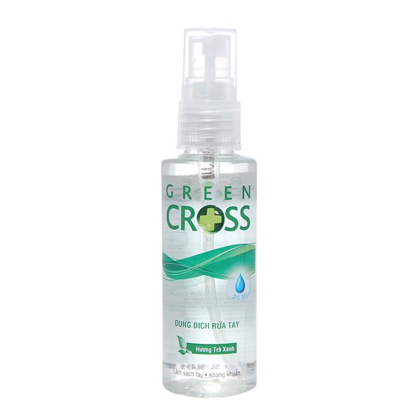  Gel rửa tay khô Green Cross hương trà xanh chai xịt 70ml 