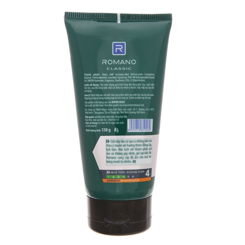 Gel vuốt tóc Nam Romano Classic  Deluxe Styling Gel  Giữ Nếp Lâu  150g   Thanh Loan Mẫu