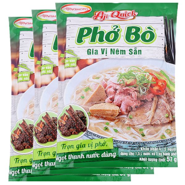  Gia vị phở bò Aji Quick bộ 3 gói x 57g 