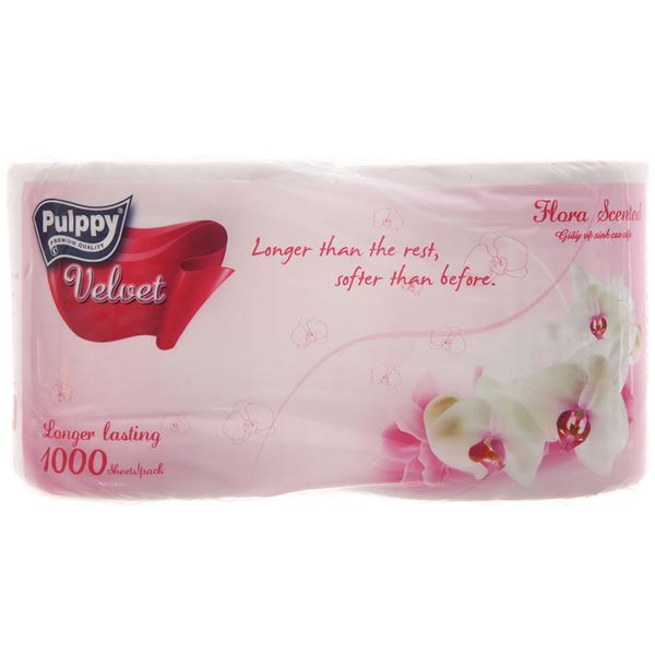  Giấy vệ sinh Pulppy velvet có hương 2 lớp lốc 2 cuộn 