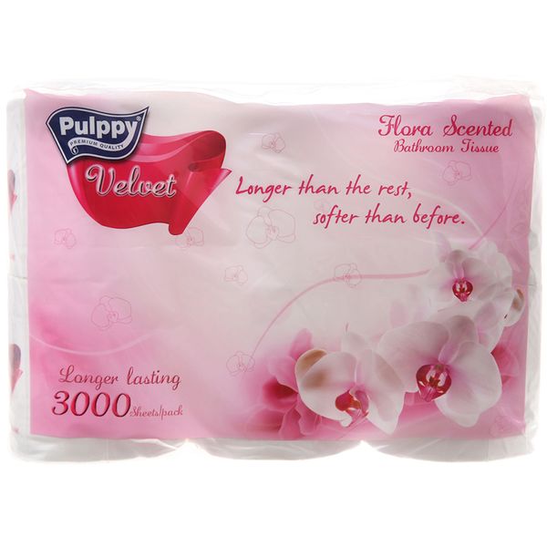  Giấy vệ sinh Pulppy Velvet có hương 2 lớp lốc 6 cuộn 