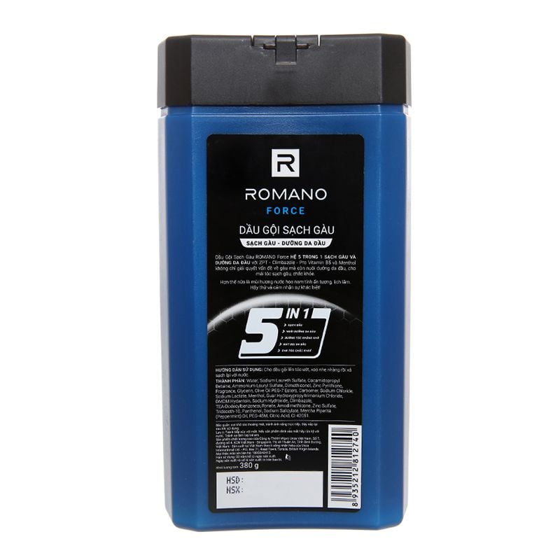  Dầu gội sạch gàu Romano Force chai 380g 