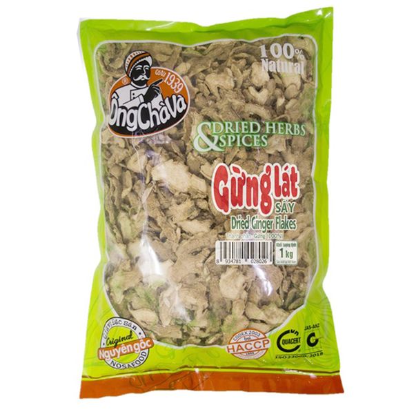  Gừng lát sấy khô Ông Chà Và gói 1 Kg 