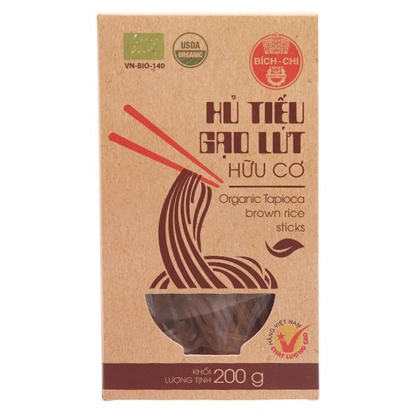  Hủ tiếu gạo lứt hữu cơ Bích Chi hộp 200g 