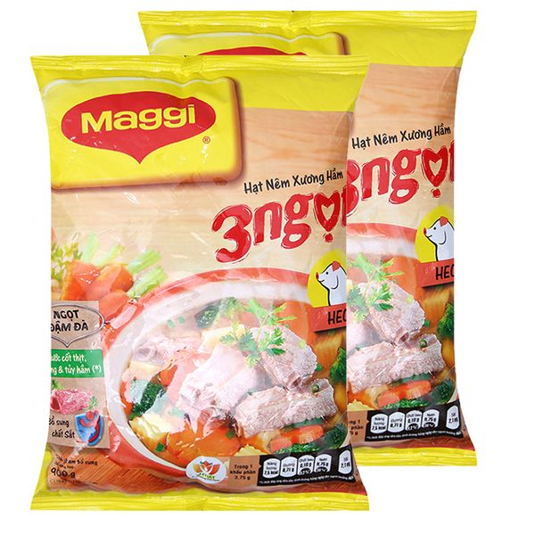  Hạt nêm xương hầm 3 ngọt Maggi nước cốt gà hầm bộ 2 gói x 900g 