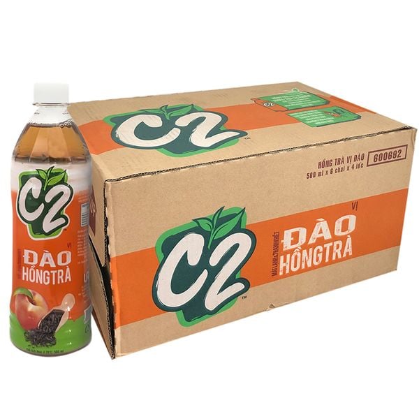  Hồng trà C2 vị đào thùng 24 chai x 455 Ml 