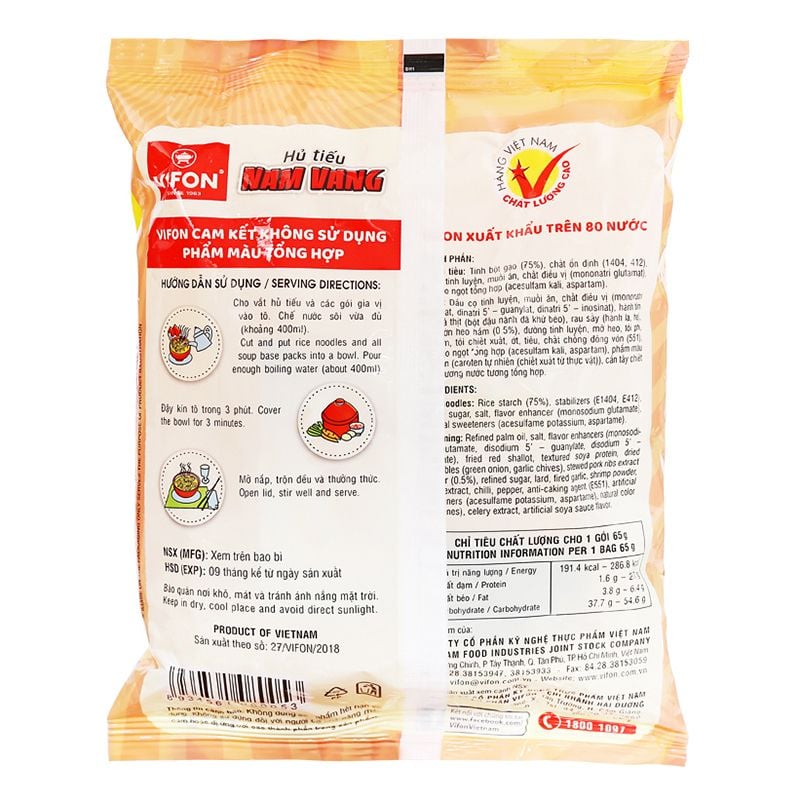  Hủ tiếu Vifon Nam Vang thùng 30 gói 65g 