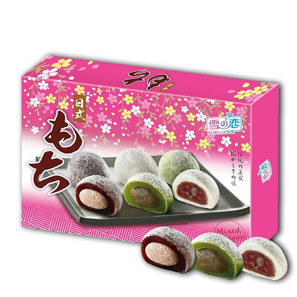  Bánh bao chỉ Mochi Đài Loan tổng hợp màu hồng hộp 300g 