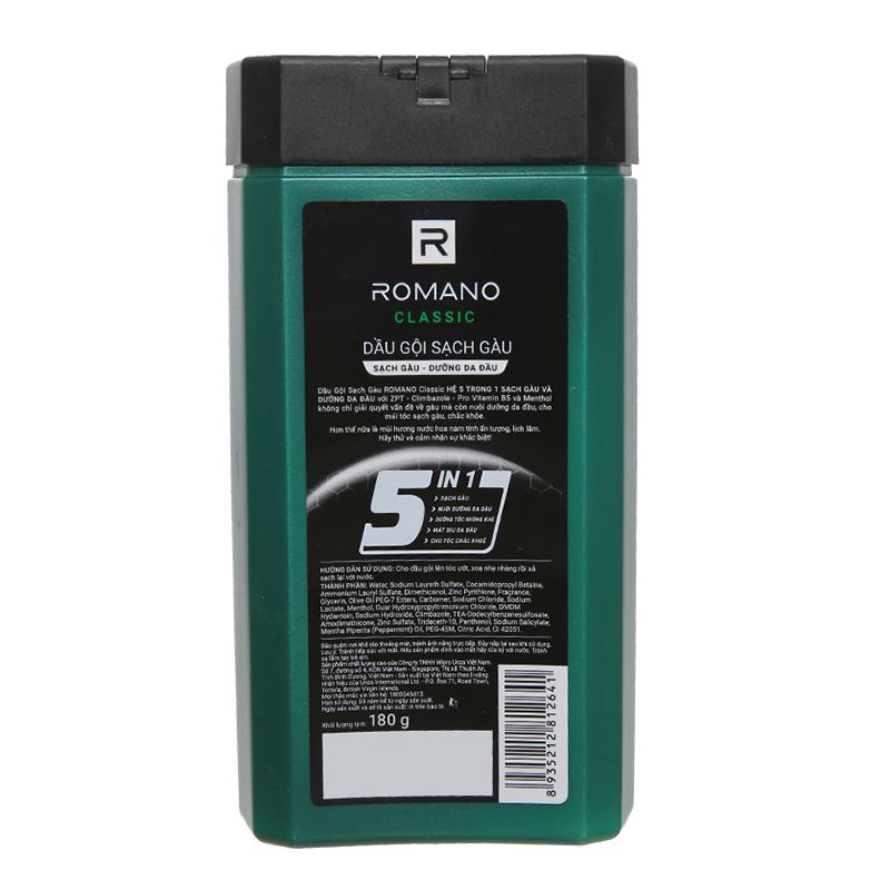  Dầu gội sạch gàu Romano Classic chai 180g 