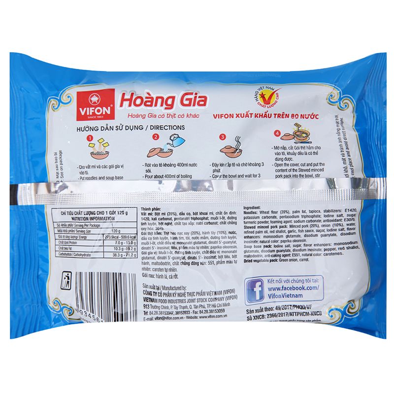  Mì Vifon Hoàng Gia thịt bằm thùng 18 gói 120g 
