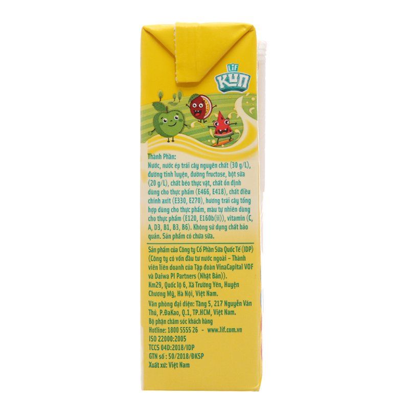  Sữa trái cây LiF Kun trái cây nhiệt đới lốc 4 hộp x 180ml 