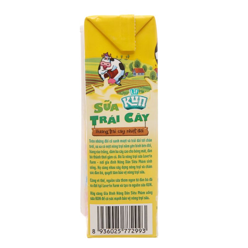  Sữa trái cây LiF Kun trái cây nhiệt đới thùng 48 hộp x 180ml 
