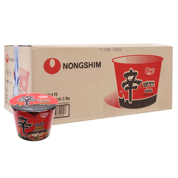  Mì Nongshim Shin Ramyun cay nóng thùng 16 tô x 114g 