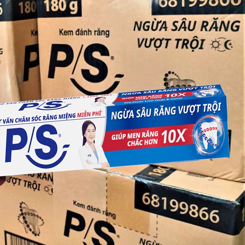  Kem đánh răng PS ngừa sâu răng vượt trội thùng 36 hộp x 180g 