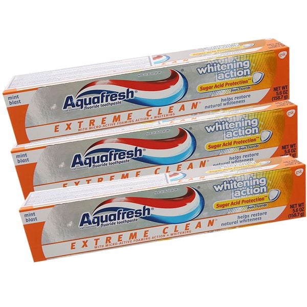  Kem đánh răng Aquafresh trắng răng hương bạc hà bộ 3 tuýp x 158,7 g 