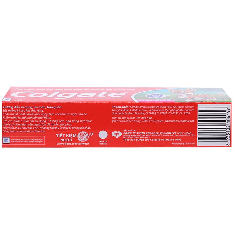  Kem đánh răng cho bé từ 2 - 5 tuổi Colgate Tiger hương dâu tuýp 40g 
