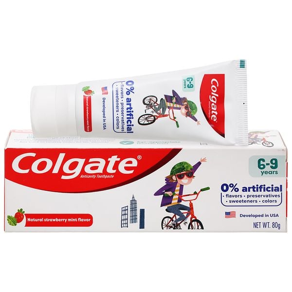  Kem đánh răng cho bé từ 6 - 9 tuổi Colgate hương dâu bạc hà tuýp 80g 