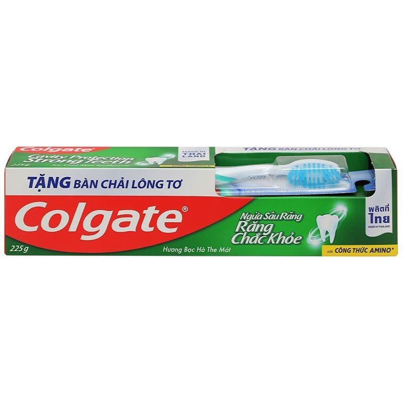  Kem đánh răng Colgate ngừa sâu răng chắc khoẻ bộ 3 tuýp 225g + tặng 1 bàn chải 