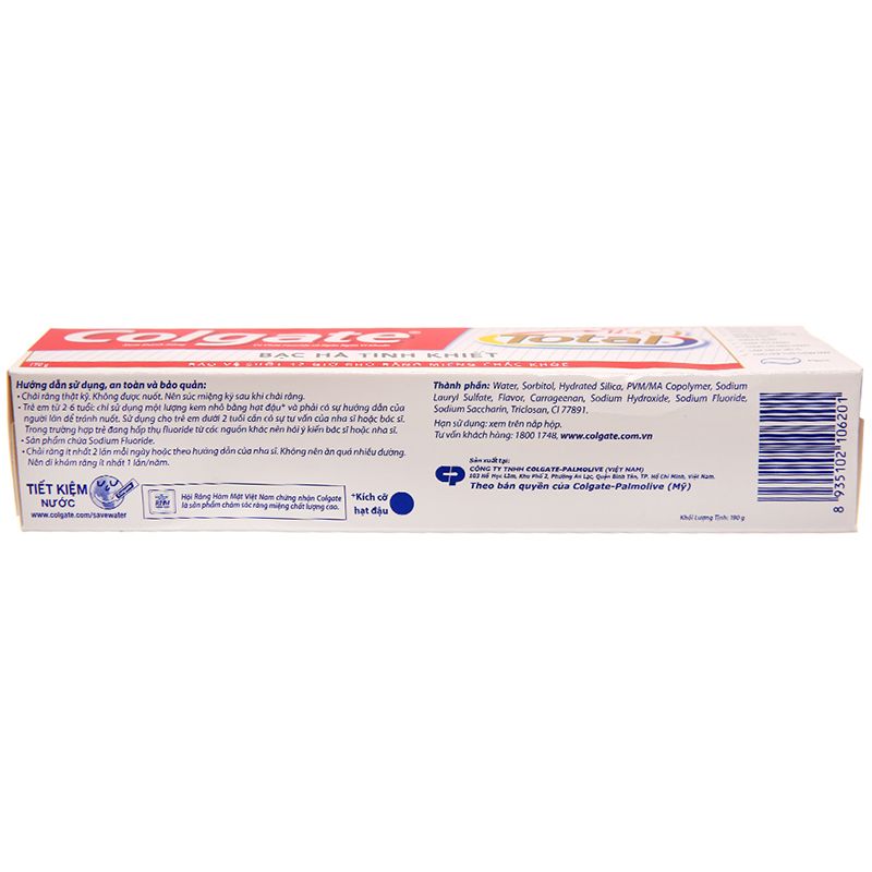  Kem đánh răng Colgate Total bạc hà tinh khiết tuýp 190g 