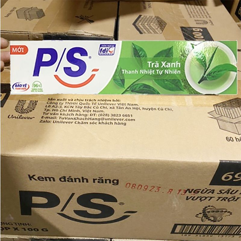  Kem đánh răng PS trà xanh thanh nhiệt tự nhiên thùng 36 cây x 180g 