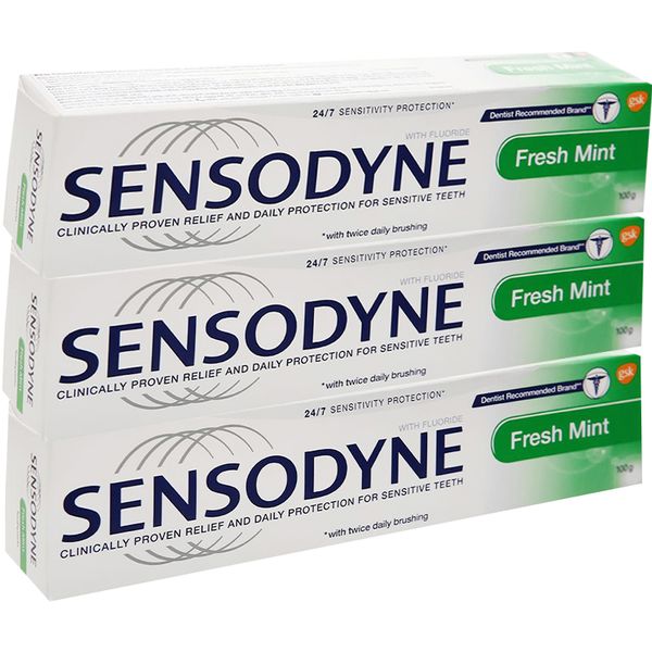  Kem đánh răng Sensodyne Fresh Mint giảm ê buốt 247 bộ 3 tuýp x 100g 