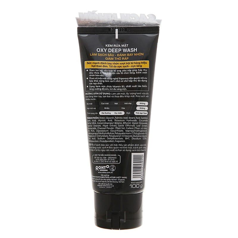 Kem rửa mặt có hạt Oxy Deep Wash sạch sâu kiểm soát nhờn tuýp 100g 
