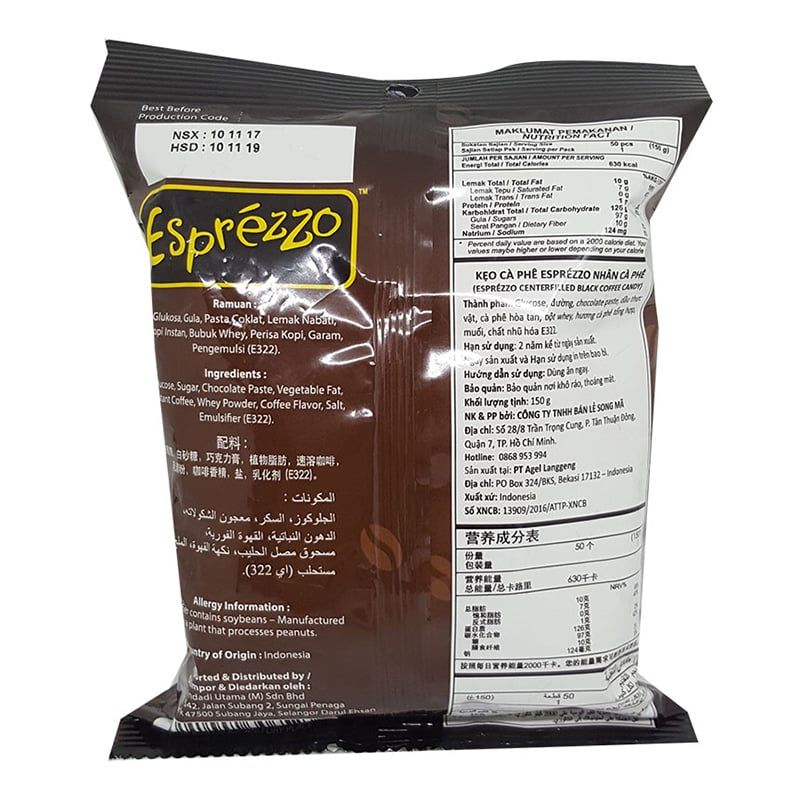  Kẹo cà phê Esprézzo nhân cà phê gói 150g 
