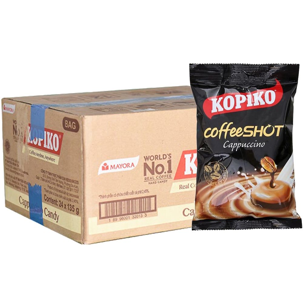  Kẹo cà phê sữa Kopiko vị cappuccino thùng 24 gói x 135g 