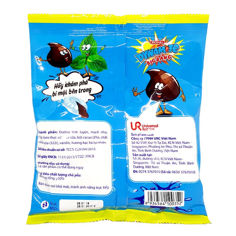  Kẹo có nhân Dynamite nhân bạc hà gói 120g 