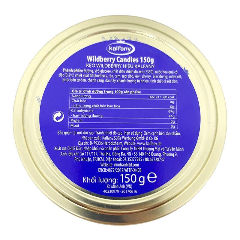  Kẹo cứng trái cây Wildberry Kalfany hộp 150g 