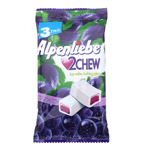  Kẹo mềm 2 Chew Alpenliebe hương nho 3 thanh gói 73.5g 