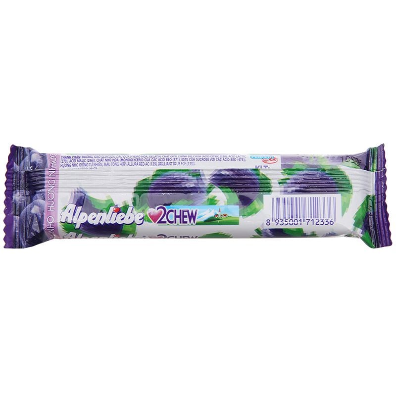  Kẹo mềm 2 Chew Alpenliebe hương nho thanh 24,5g 