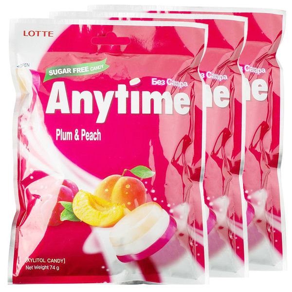  Kẹo ngậm Lotte Anytime mận đào bộ 3 gói x 74g 