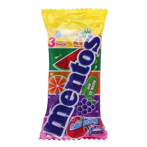  Kẹo nhai Mentos Cầu vồng 3 thỏi gói 90g 