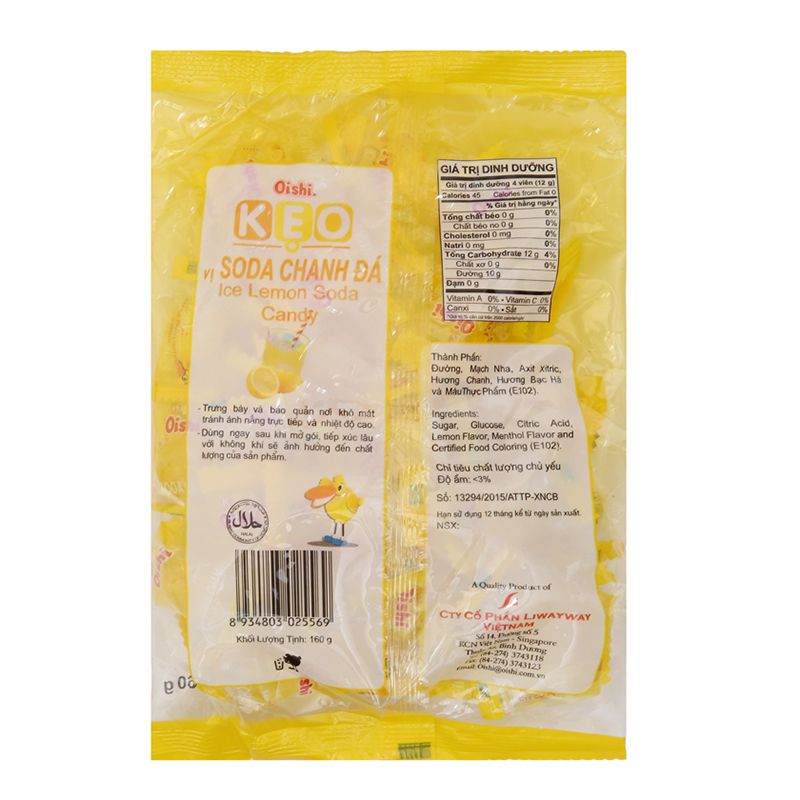  Kẹo Oishi vị soda chanh đá gói 85g 