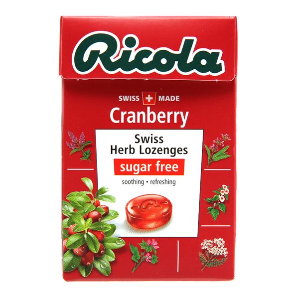  Kẹo thảo mộc không đường vị nam việt quất Ricola Cranberry hộp 40g 