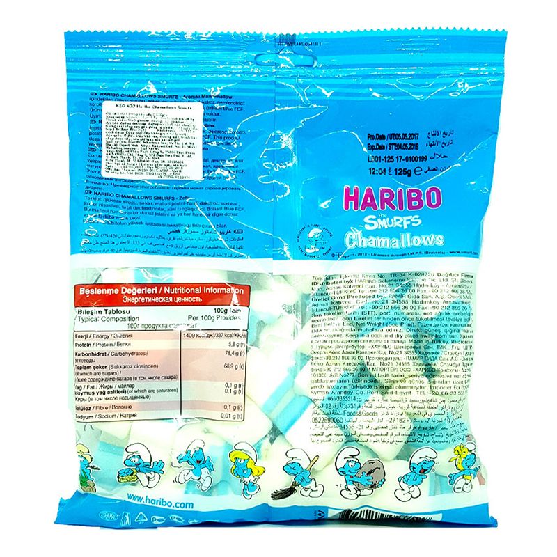  Kẹo xốp Haribo Chamallows Smurfs gói 125g 