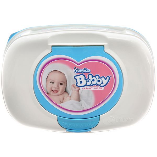  Khăn ướt em bé Bobby không mùi hộp 80 miếng 