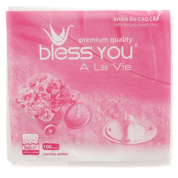  Khăn giấy ăn Bless You À La Vie 1 lớp gói 100 tờ 