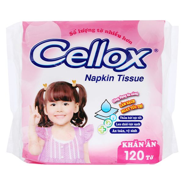  Khăn giấy ăn Cellox 1 lớp gói 120 tờ 