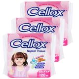  Khăn giấy ăn Cellox 1 lớp bộ 3 gói x 120 tờ 