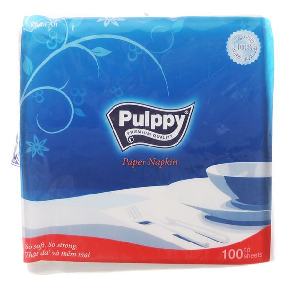  Khăn giấy ăn Pulppy 1 lớp gói 100 tờ 